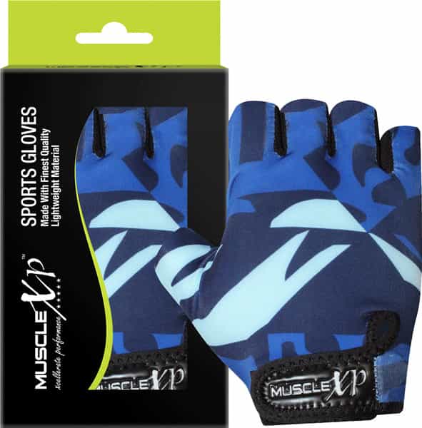 Musclexp Stout Blue Unisex Fitness Sports Gym Gloves Absorbing (Blue & Black) 1 Pair