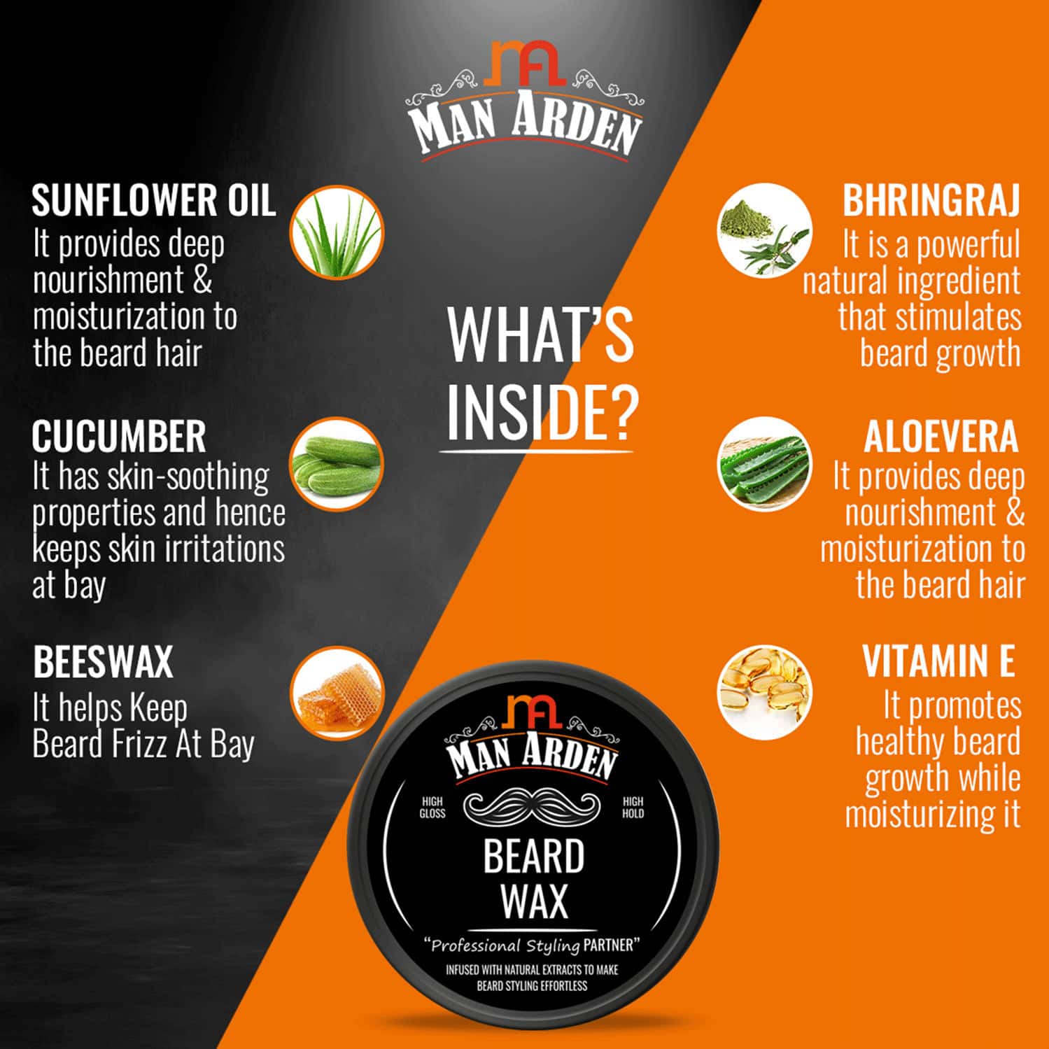 Buy MAN ARDEN BEARD WAX PROFESSIONAL STYLING FOR HIGH GLOSS HEALTHY BEARD ANYTIME RESTYLABLE