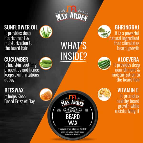 Man Arden Beard Wax Professional Styling For High Gloss Healthy Beard Anytime Re-Stylable 50Gm