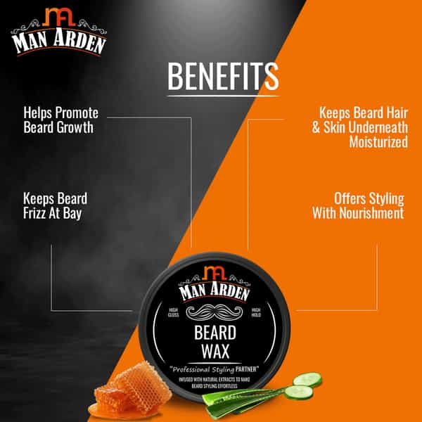 Man Arden Beard Wax Professional Styling For High Gloss Healthy Beard Anytime Re-Stylable 50Gm