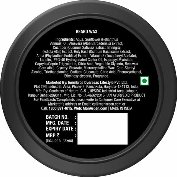 Man Arden Beard Wax Professional Styling For High Gloss Healthy Beard Anytime Re-Stylable 50Gm