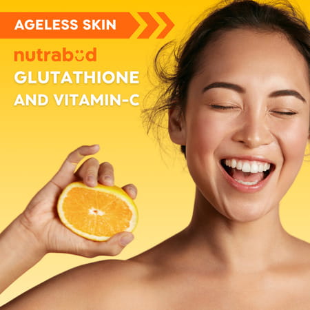 Nutrabud Glutathione 500mg + Vitamin C | Skin Glow Support | Orange Flavor | 20 Effervescent Tablets