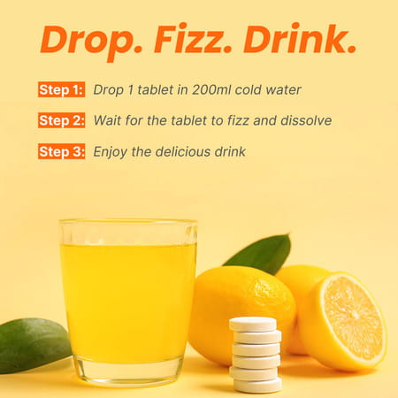 Nutrabud Glutathione 500mg + Vitamin C | Skin Glow Support | Orange Flavor | 20 Effervescent Tablets