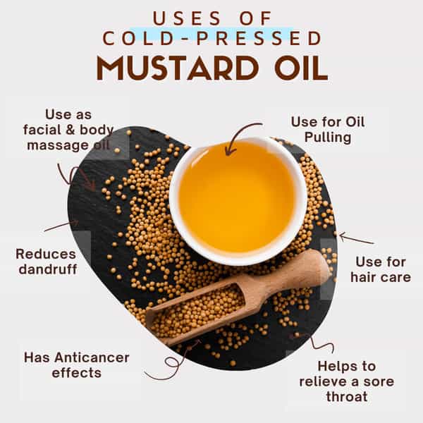 Cold Pressed Mustard Oil | 100% Pure & Natural | Hair | Body | Baby Massage - 1000Ml