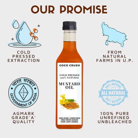 Cold Pressed Mustard Oil | 100% Pure & Natural | Hair | Body | Baby Massage - 1000Ml