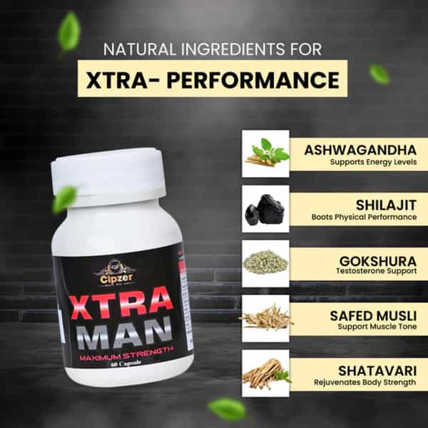 Cipzer Xtra Man 60 Capsules | Supports Mens Stamina| Strength & Vitality