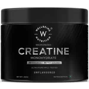 Wellbeing Nutrition 100% Pure Micronised Creatine Powder Monohydrate Unflavoured |100g | 33 Servings