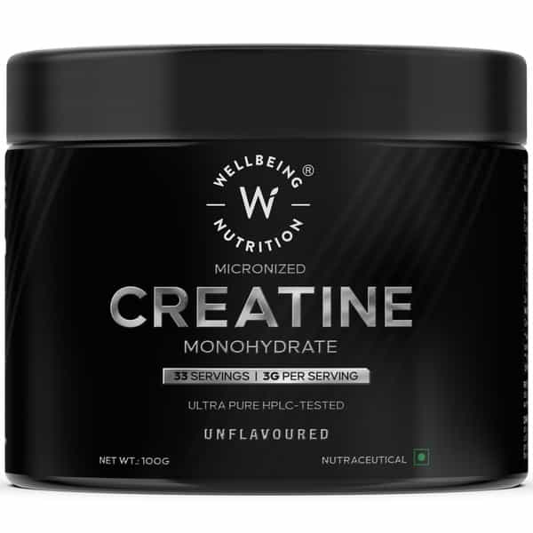 Wellbeing Nutrition 100% Pure Micronised Creatine Powder Monohydrate Unflavoured |100G | 33 Servings