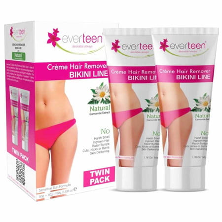 Everteen 50g+50g Natural Bikini Line Hair Remover Creme For Women - 1 Twin Pack