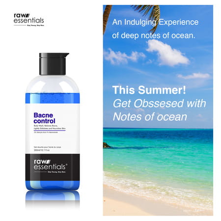 Raw Essentials Bacne Control Body Wash | 2% Salicylic Acid | Niacinamide | Sls & Paraben Free 300ml