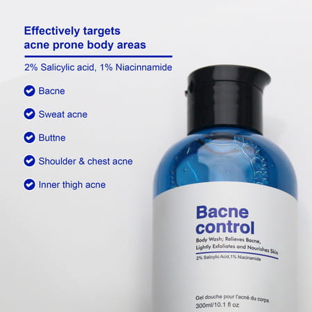 Raw Essentials Bacne Control Body Wash | 2% Salicylic Acid | Niacinamide | Sls & Paraben Free 300ml
