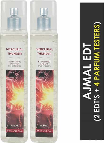 Ajmal Mercurial Thunder Edt Combo Pack Of 2 Each 250Ml (Total 500Ml) For Men & Women