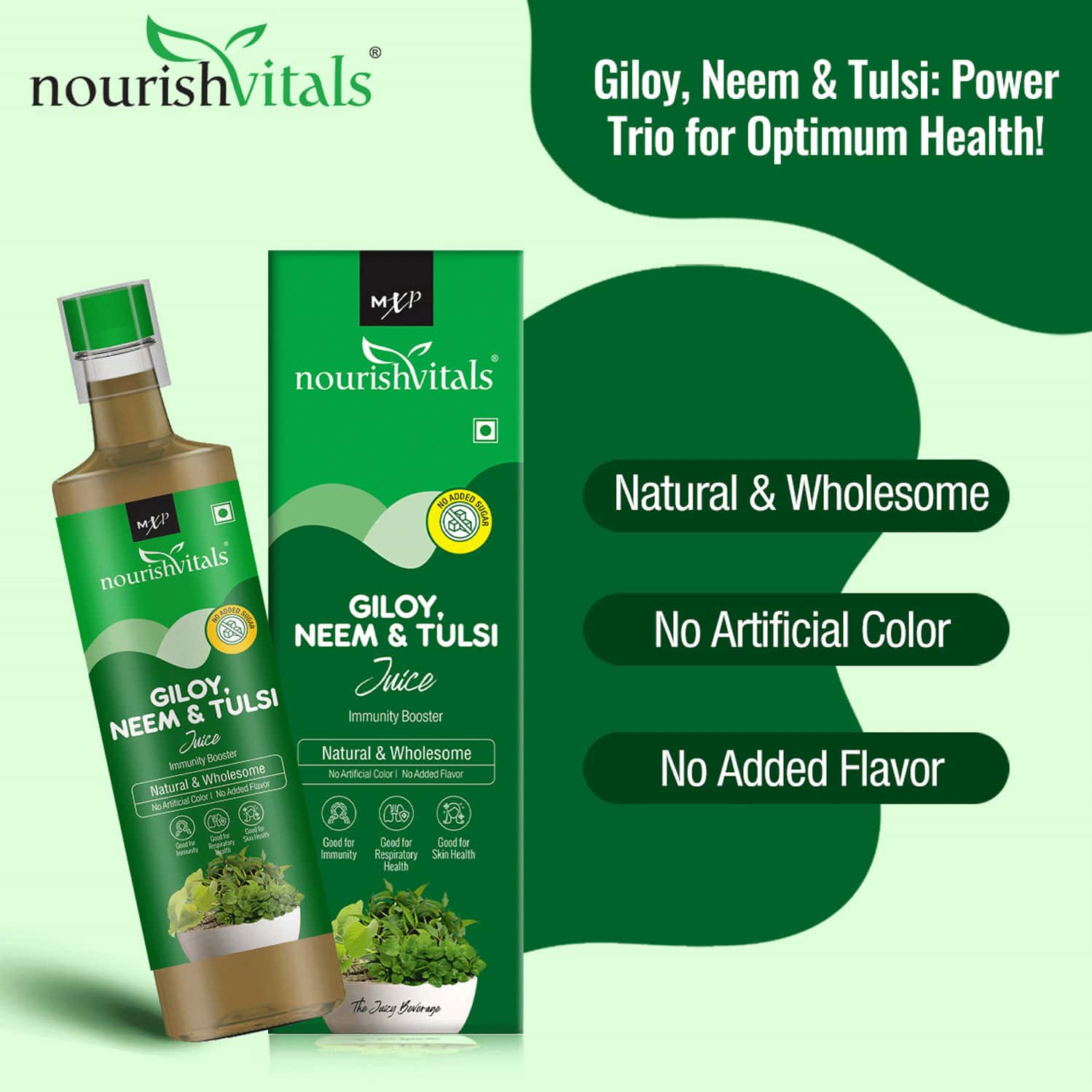 Buy NOURISHVITALS GILOY NEEM & TULSI JUICE IMMUNITY BOOSTER SKIN