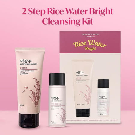 The Face Shop Rice Water Bright Double Cleansing Kit With Face Wash & Cleansing Oil - 100ml+55ml