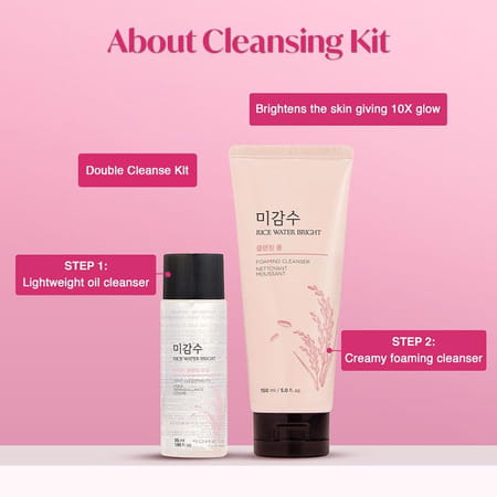 The Face Shop Rice Water Bright Double Cleansing Kit With Face Wash & Cleansing Oil - 100ml+55ml