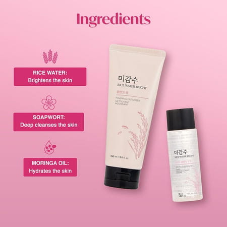The Face Shop Rice Water Bright Double Cleansing Kit With Face Wash & Cleansing Oil - 100ml+55ml
