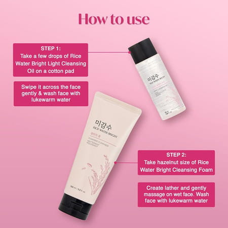 The Face Shop Rice Water Bright Double Cleansing Kit With Face Wash & Cleansing Oil - 100ml+55ml