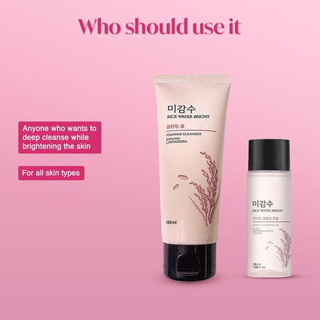 The Face Shop Rice Water Bright Double Cleansing Kit With Face Wash & Cleansing Oil - 100ml+55ml