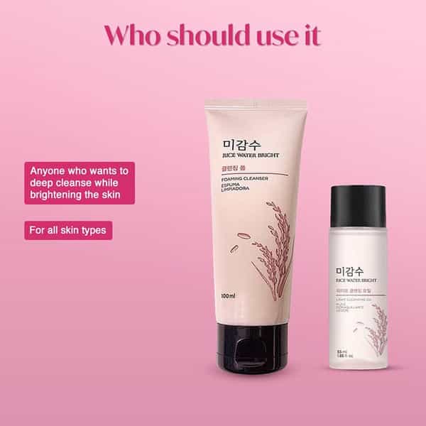 The Face Shop Rice Water Bright Double Cleansing Kit With Face Wash & Cleansing Oil - 100Ml+55Ml
