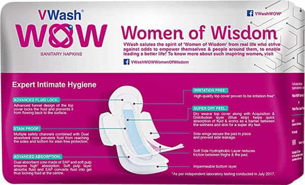 Vwash Wow Sanitary Napkin Maxi Size Regular Pads 16