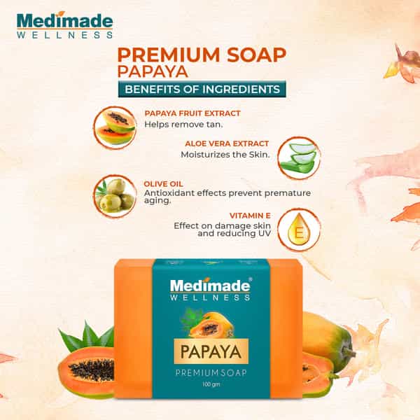 Medimade Papaya Premium Soap - 100 Gm X 5 ( Pack Of 5 )