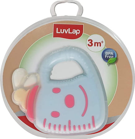 Luvlap Silicone Teether Milk Bottle (Light Blue) 3m+ Bpa Free
