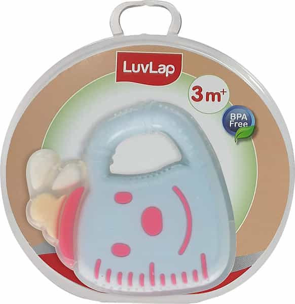Luvlap Silicone Teether Milk Bottle (Light Blue) 3M+ Bpa Free