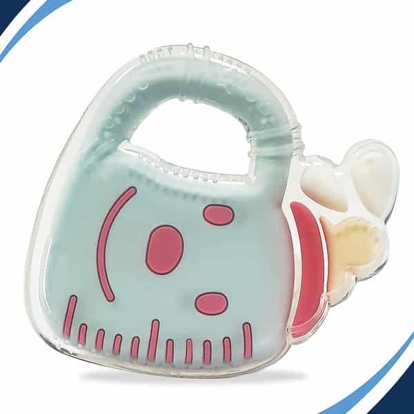 Luvlap Silicone Teether Milk Bottle (Light Blue) 3M+ Bpa Free