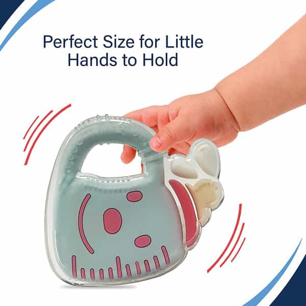 Luvlap Silicone Teether Milk Bottle (Light Blue) 3M+ Bpa Free