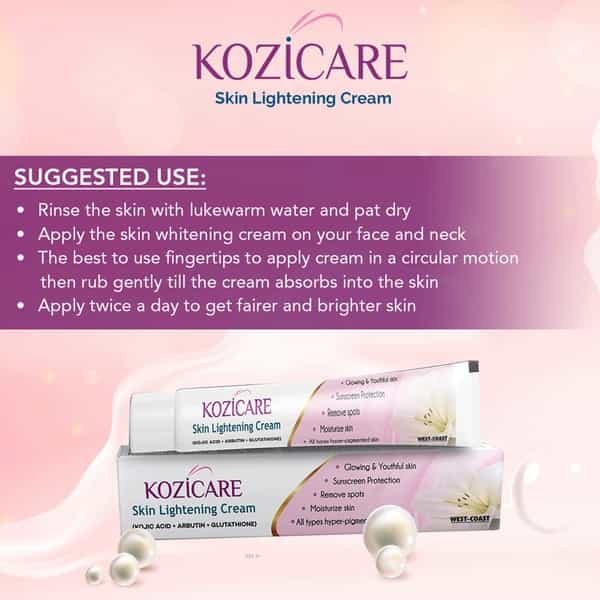 Kozicare Kojic Acid Arbutin Glutathione Skin Lightening Cream - 15 Gm (Pack Of 4)