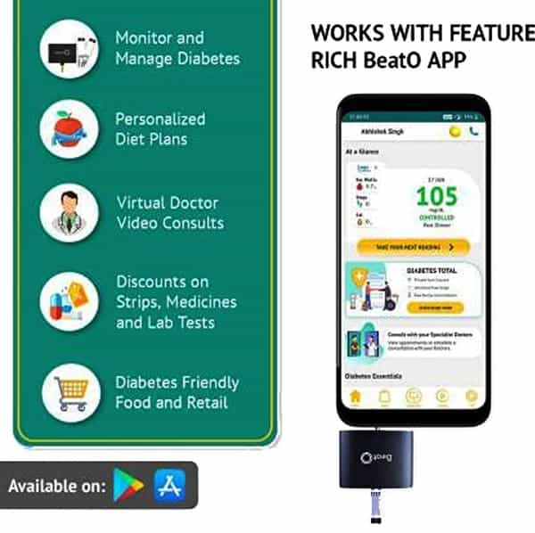 Beato Smart Glucometer Kit With 20 Strips And 20 Lancets