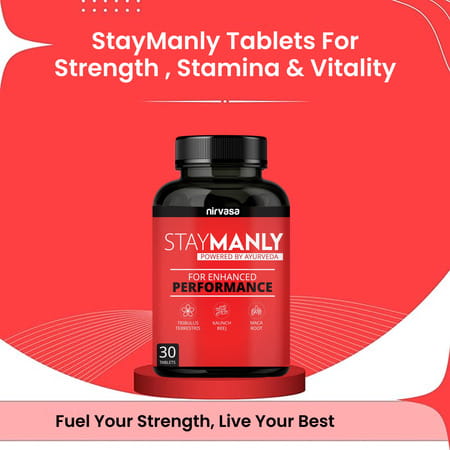 Nirvasa Staymanly Tablets For Men | Improves Vigour | For Performance Support - 30 Tablets