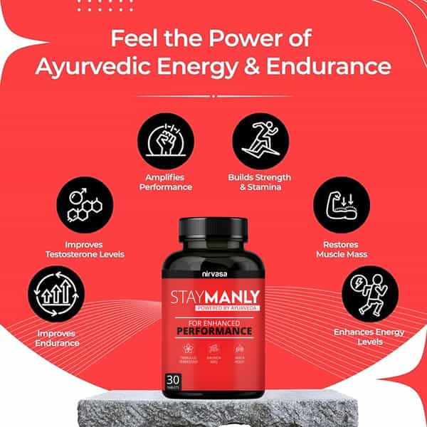 Nirvasa Staymanly Tablets For Men | Improves Vigour | For Performance Support - 30 Tablets