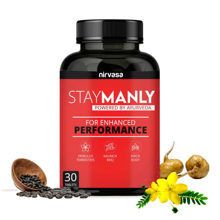 Nirvasa Staymanly Tablets For Men | Improves Vigour | For Performance Support - 30 Tablets