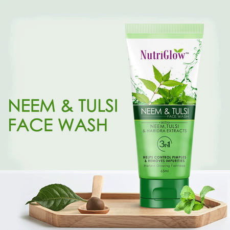Nutriglow Neem & Tulsi Face Wash 3 In 1 For Pimple Care - 65 Ml