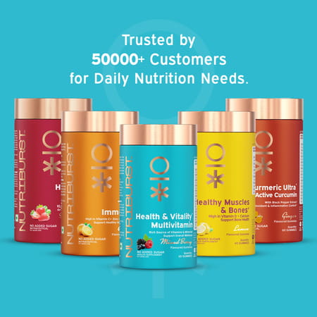 Nutriburst Health & Vitality Gummies With Multivitamins & Biotin (60 Gummies)(Mixed Berry Flavor)