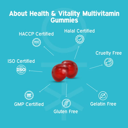Nutriburst Health & Vitality Gummies With Multivitamins & Biotin (60 Gummies)(Mixed Berry Flavor)