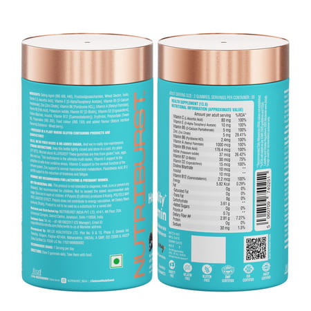 Nutriburst Health & Vitality Gummies With Multivitamins & Biotin (60 Gummies)(Mixed Berry Flavor)