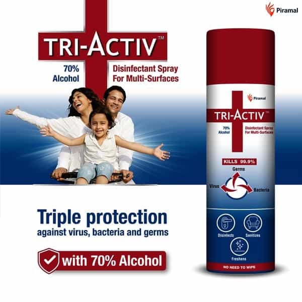 Tri-Activ Disinfectant Spray For Multi-Surfaces - 70% Alcohol Based - 230Ml