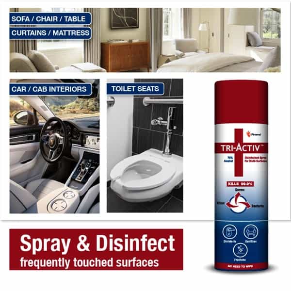 Tri-Activ Disinfectant Spray For Multi-Surfaces - 70% Alcohol Based - 230Ml
