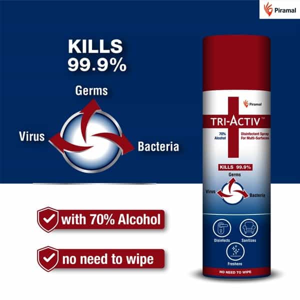 Tri-Activ Disinfectant Spray For Multi-Surfaces - 70% Alcohol Based - 230Ml