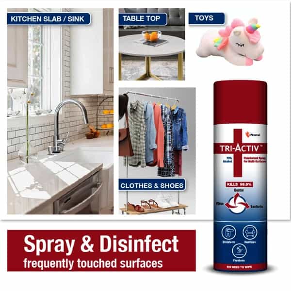 Tri-Activ Disinfectant Spray For Multi-Surfaces - 70% Alcohol Based - 230Ml
