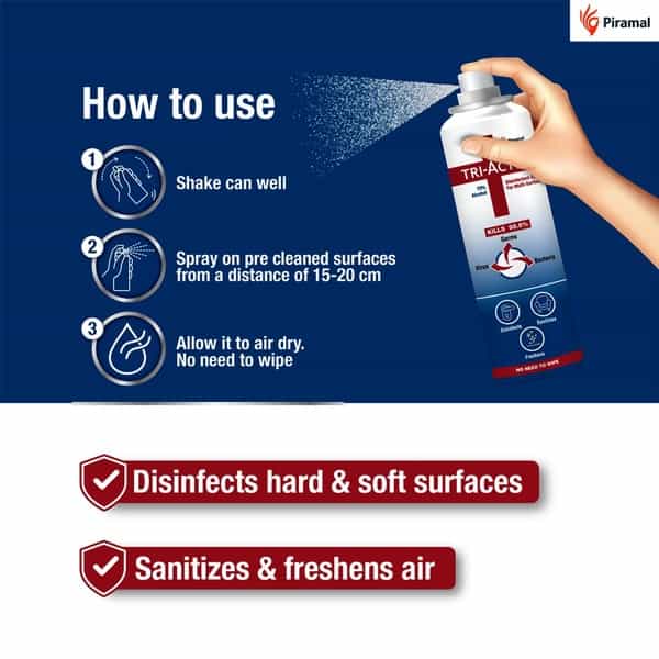 Tri-Activ Disinfectant Spray For Multi-Surfaces - 70% Alcohol Based - 230Ml