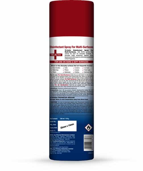 Tri-Activ Disinfectant Spray For Multi-Surfaces - 70% Alcohol Based - 230Ml