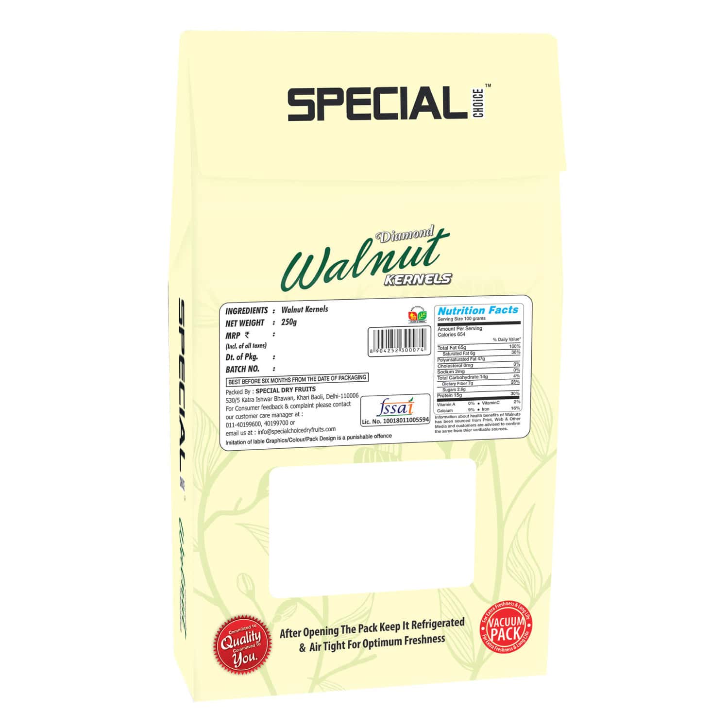 Buy SPECIAL CHOICE WALNUT KERNELS DIAMOND SUPER VACUUM PACK 250G X 1