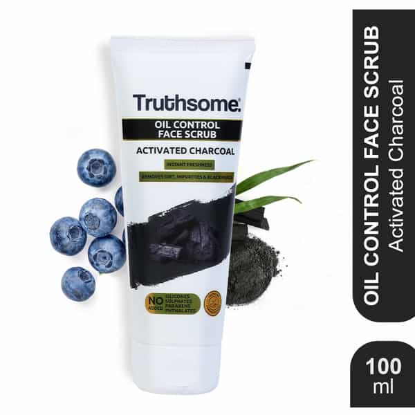 Truthsome Oil Control Face Scrub With Activated Charcoal & Blueberry - For Oily Skin | 100 Ml