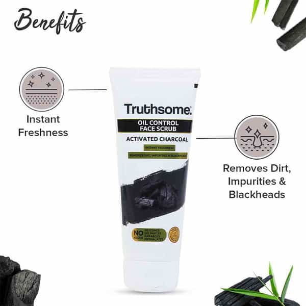 Truthsome Oil Control Face Scrub With Activated Charcoal & Blueberry - For Oily Skin | 100 Ml