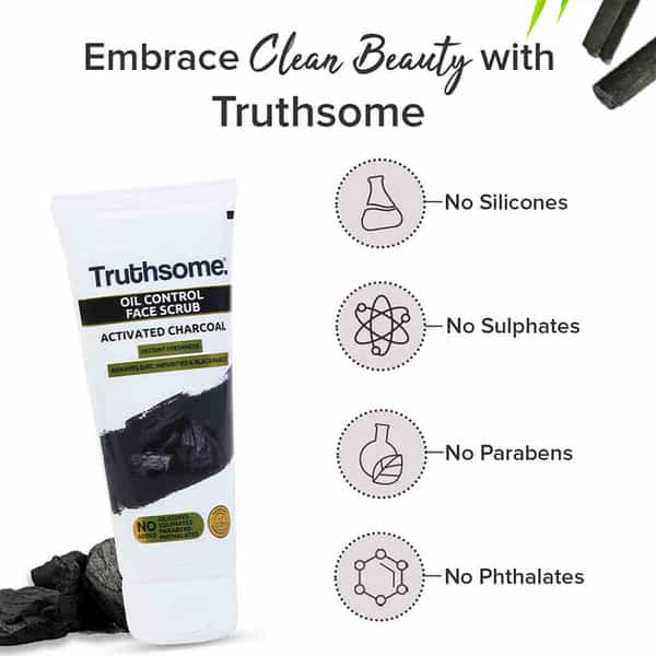 Truthsome Oil Control Face Scrub With Activated Charcoal & Blueberry - For Oily Skin | 100 Ml
