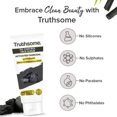 Truthsome Oil Control Face Scrub With Activated Charcoal & Blueberry - For Oily Skin | 100 Ml