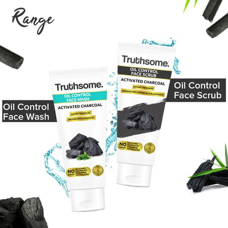 Truthsome Oil Control Face Scrub With Activated Charcoal & Blueberry - For Oily Skin | 100 Ml